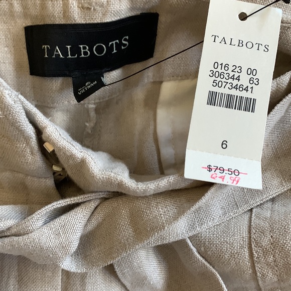 Talbots tan linen pants with removable tie belt. - Picture 4 of 4